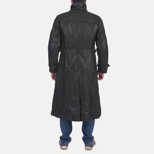 Corwin Belted Leather Trench Coat