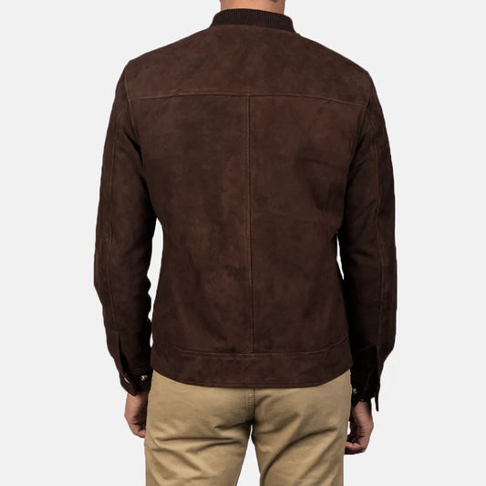 Blain Mocha Suede Men Bomber Jacket