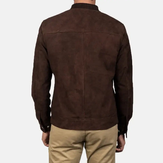 Blain Mocha Suede Men Bomber Jacket