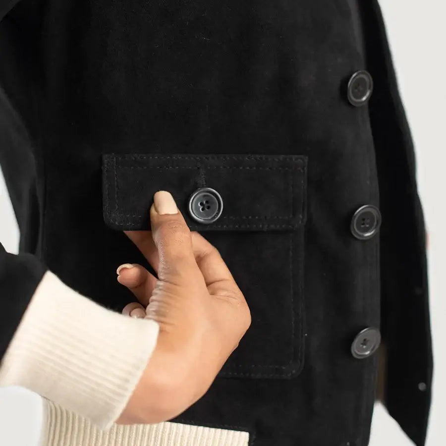 Sasha A1 Women Black Suede Bomber Jacket