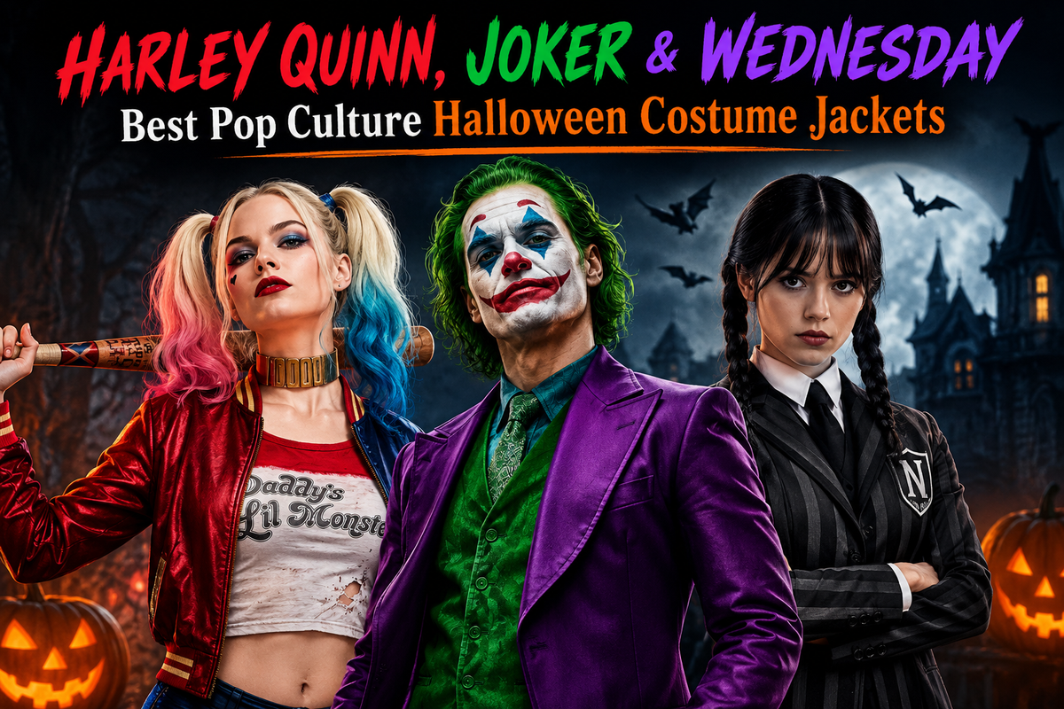 Harley Quinn, Joker & Wednesday Best Pop Culture Halloween Costume Jackets