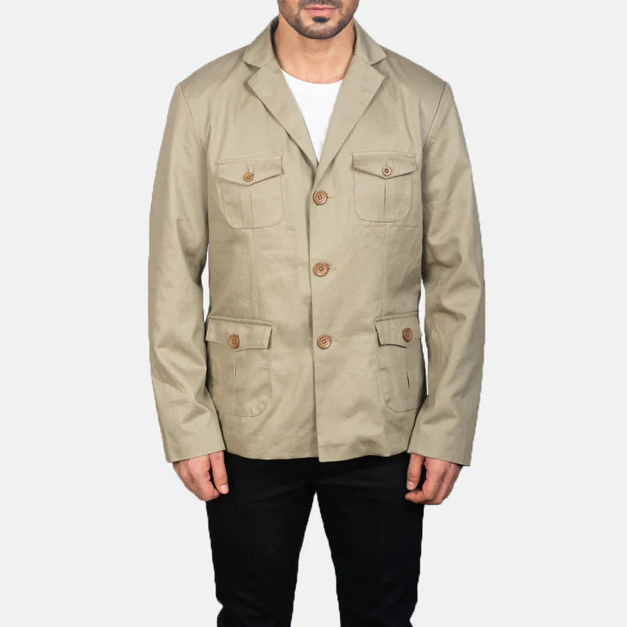 Men Beige Leather Jackets