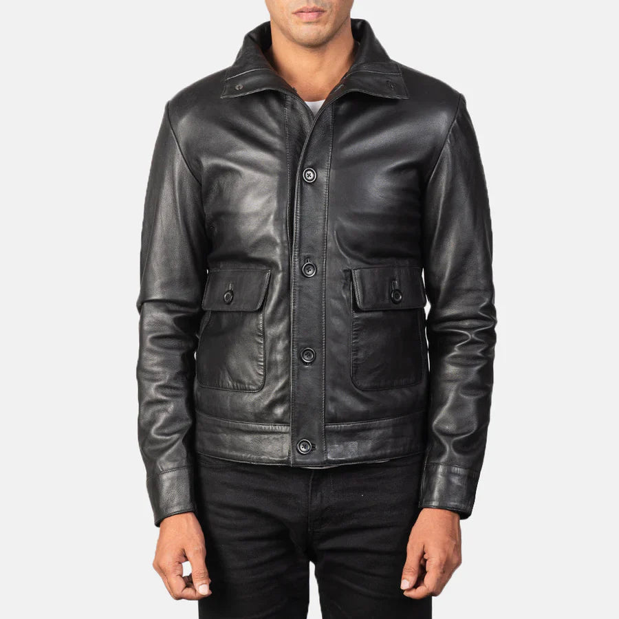 men black leather jacket