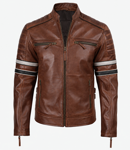 Donovan Racer Jacket with Stripes For Men