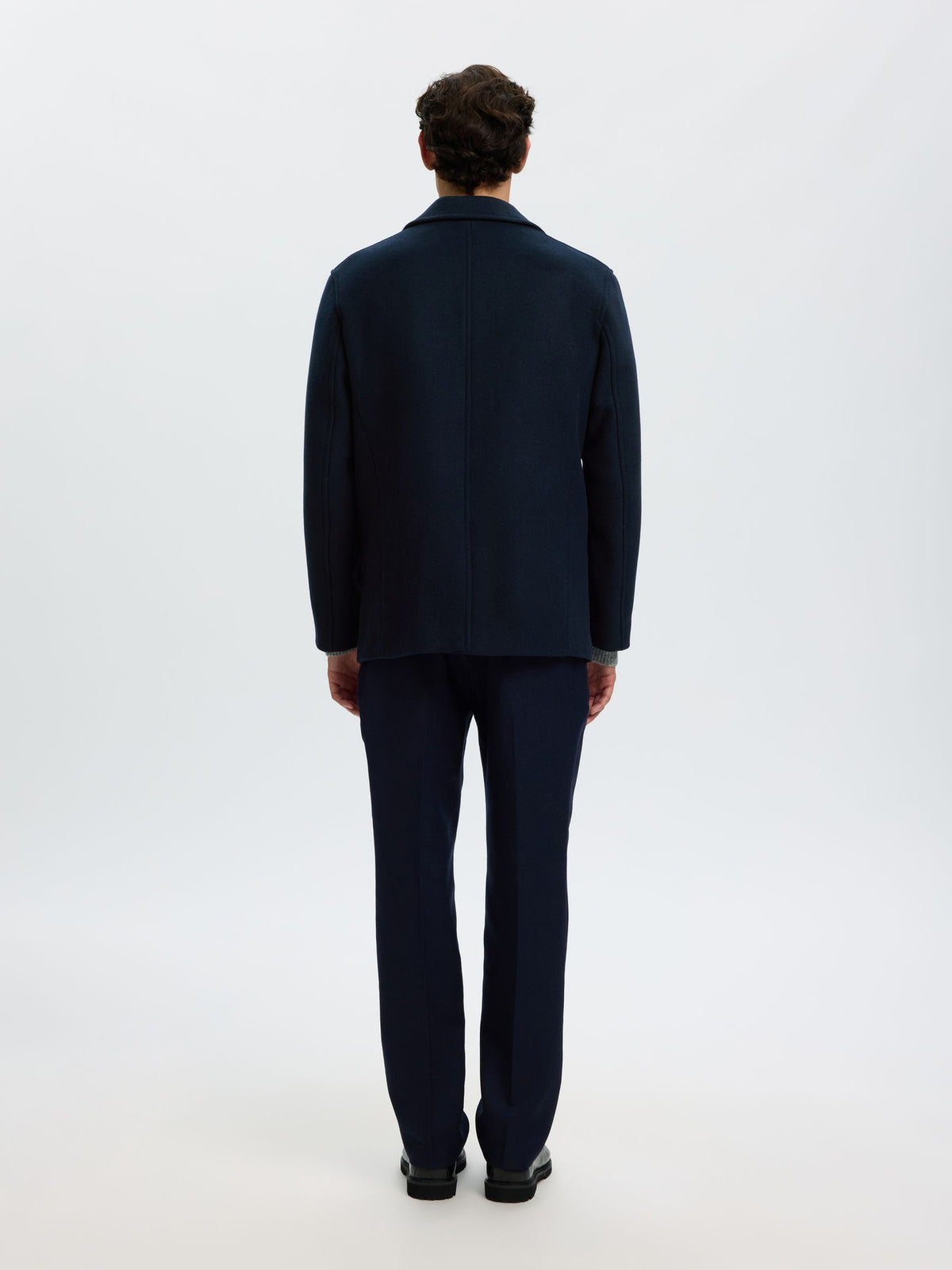 Marlowe Men's Navy Blue Wool Coat
