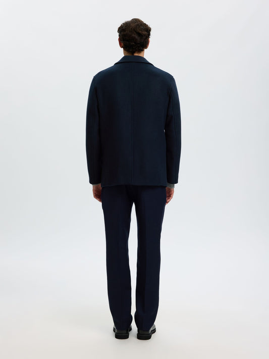 Marlowe Men's Navy Blue Wool Coat