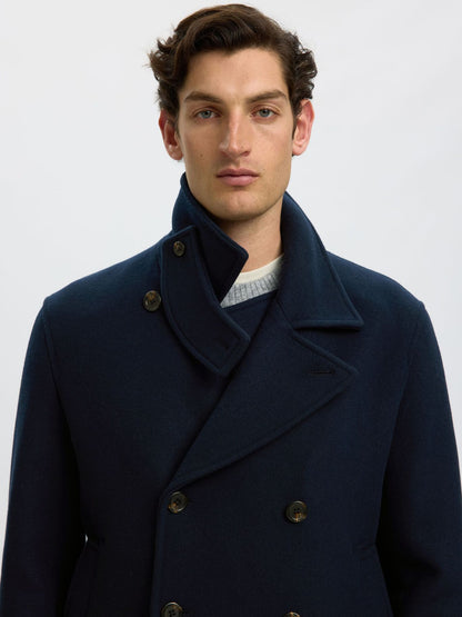 Marlowe Men's Navy Blue Wool Coat