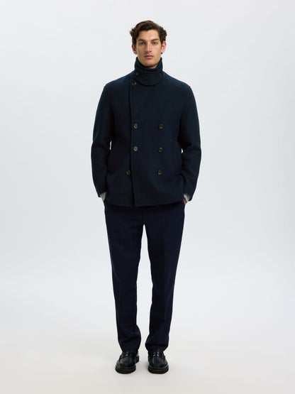 Marlowe Men's Navy Blue Wool Coat