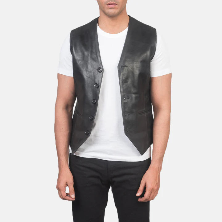 Auden Men Black Leather Vest