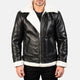 Francis Men Black & White Leather Bomber Jacket