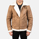 Francis Men Distressed Brown Leather Bomber Jacket