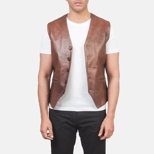 Auden Men Brown Leather Vest