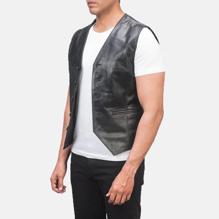 Auden Men Black Leather Vest