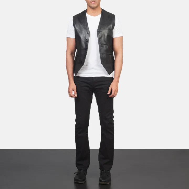 Auden Men Black Leather Vest