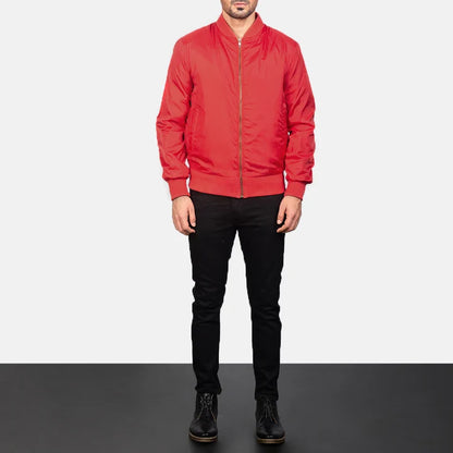 Zack Men Red Bomber Jacket