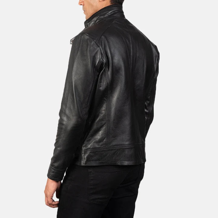 Darren Men Black Leather Biker Jacket