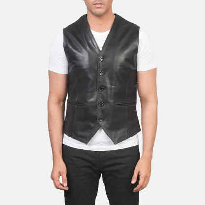Auden Men Black Leather Vest