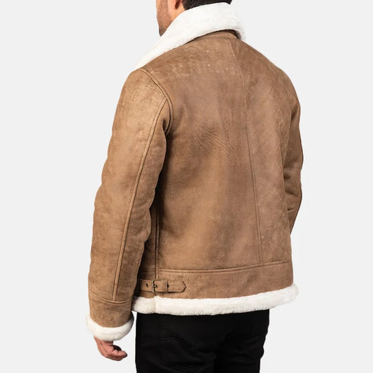 Francis Men Distressed Brown Leather Bomber Jacket