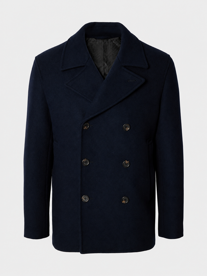 Marlowe Men's Navy Blue Wool Coat