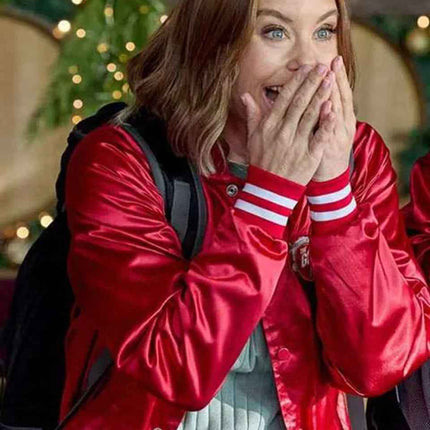 Jingle Bell Run Avery Red Varsity Jacket