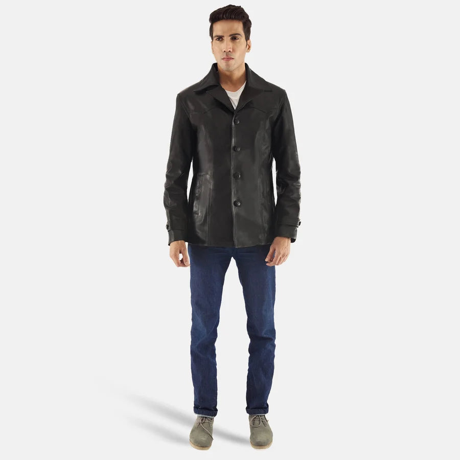 Camden Black Cowhide Leather Coat