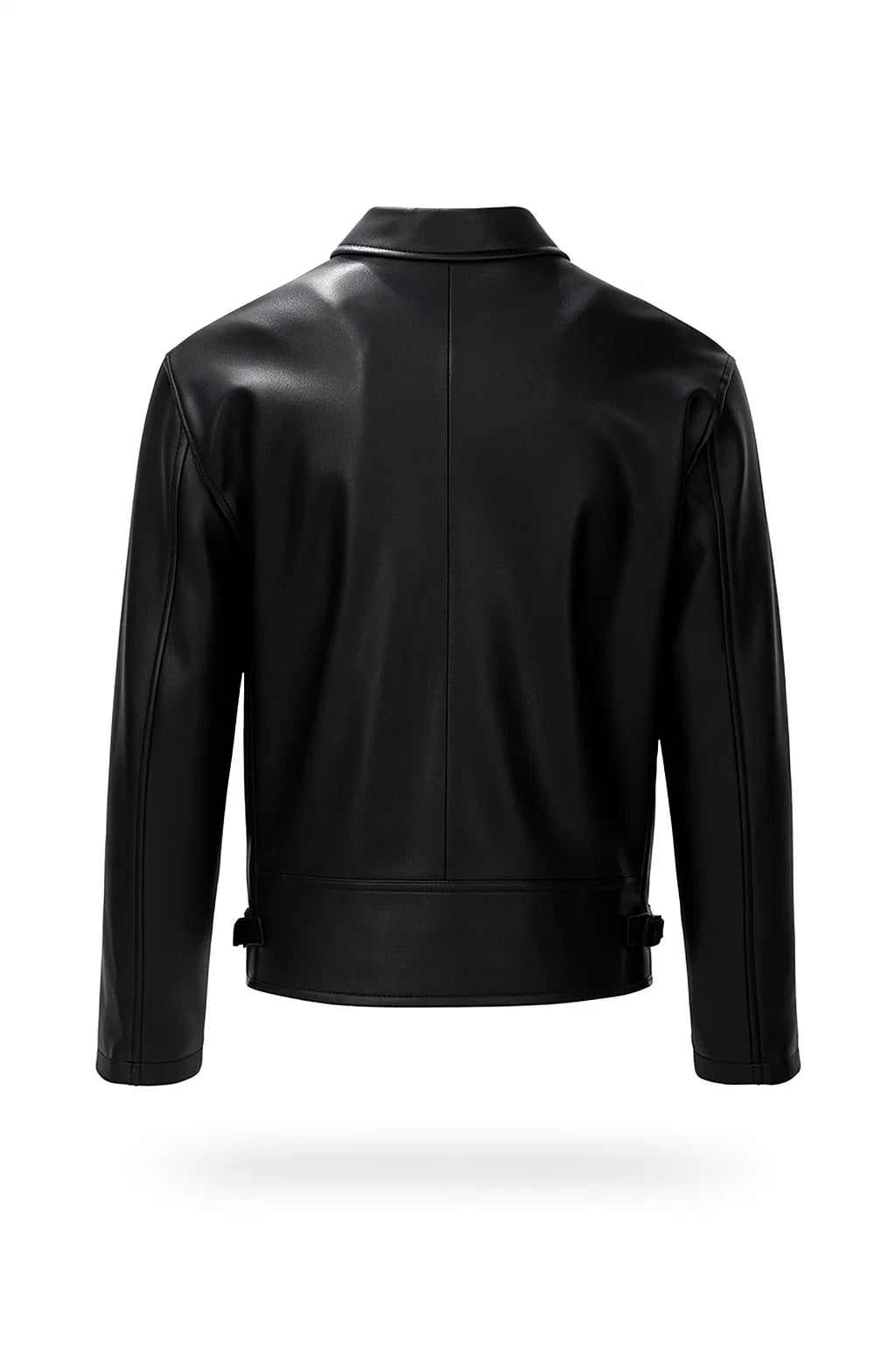 Velocita Men's Black Cafe Racer Jacket with White Stripes
