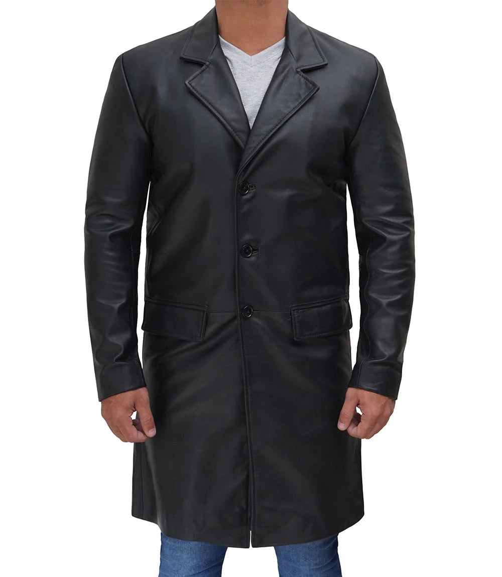 Harrowgate Black Cowhide Trench Coat
