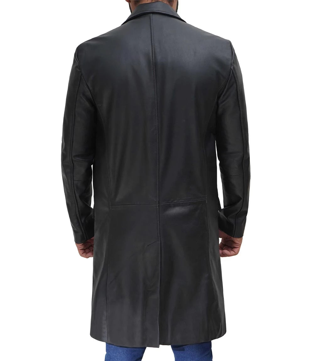 Harrowgate Black Cowhide Trench Coat