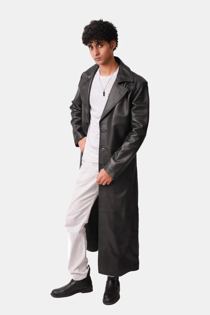 Sterling Matte Leather Duster Coat