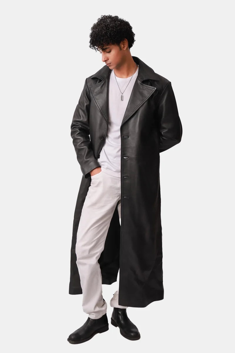 Sterling Matte Leather Duster Coat