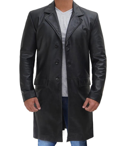 Harrowgate Black Cowhide Trench Coat
