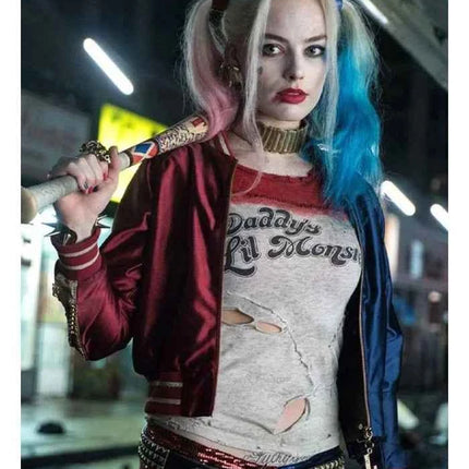 Suicide Squad Harley Quinn Varsity Style Bomber Jacket