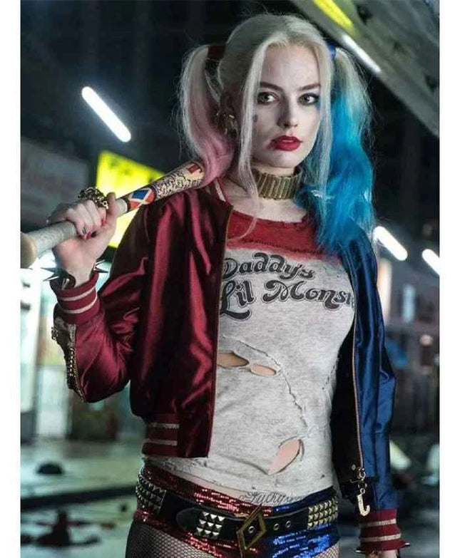 Suicide Squad Harley Quinn Varsity Style Bomber Jacket