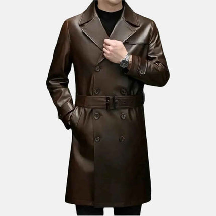 Men's Cade Brown Sheepskin Leather Duster