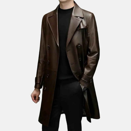 Men's Cade Brown Sheepskin Leather Duster