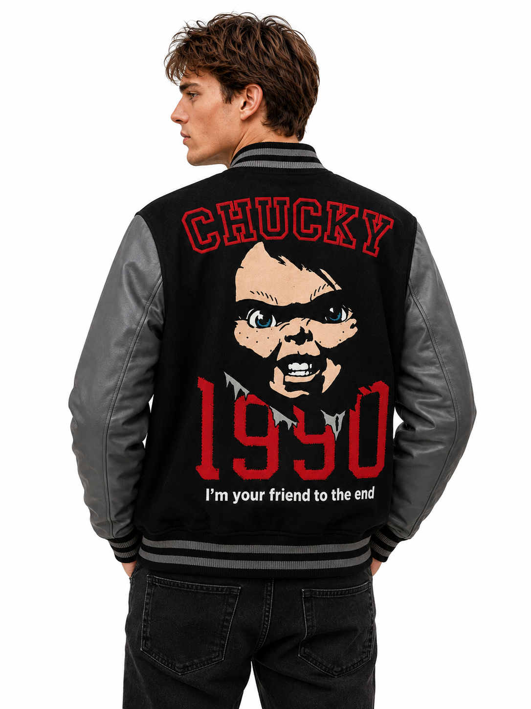 Chucky Good Guys Inspired Black & Grey Varsity Jacket