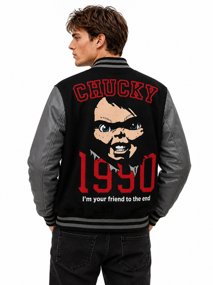Chucky Good Guys Inspired Black & Grey Varsity Jacket