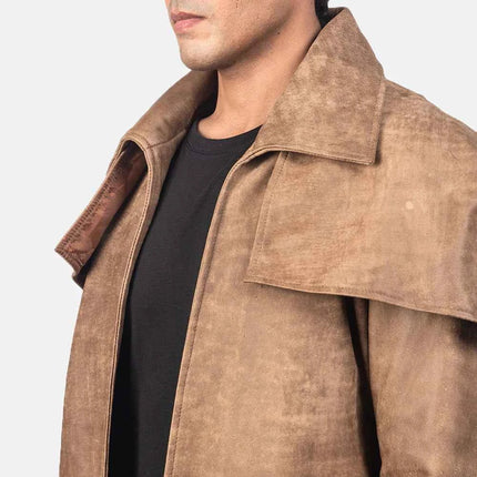 Men's Classic Brown Leather Duster