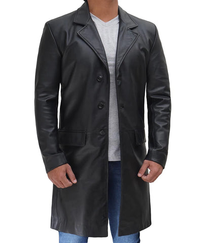 Harrowgate Black Cowhide Trench Coat
