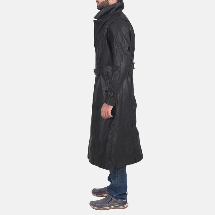Corwin Belted Leather Trench Coat