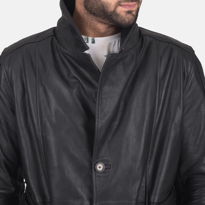 Corwin Belted Leather Trench Coat