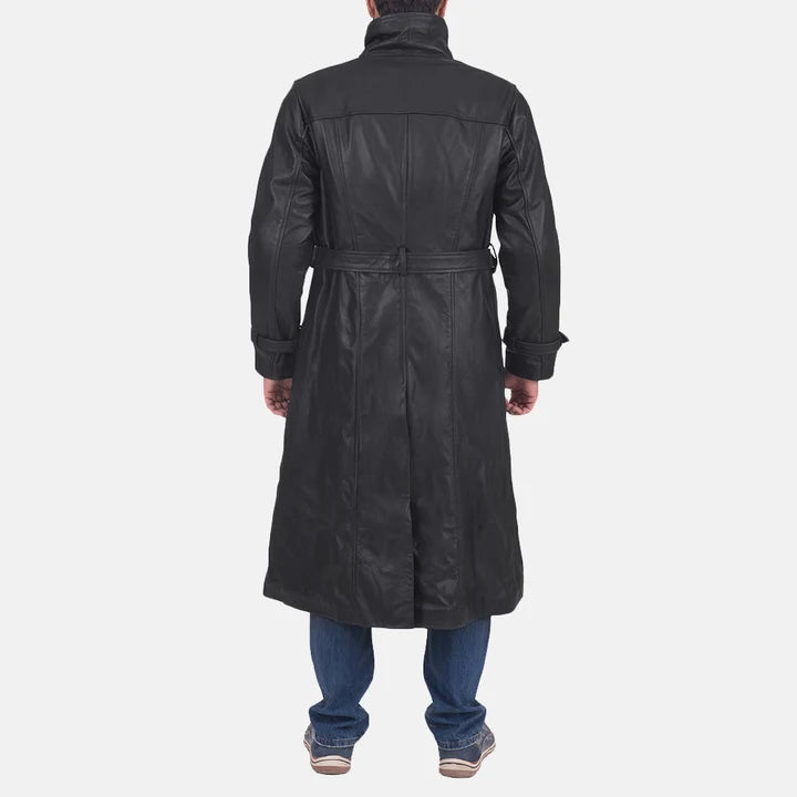 Corwin Belted Leather Trench Coat