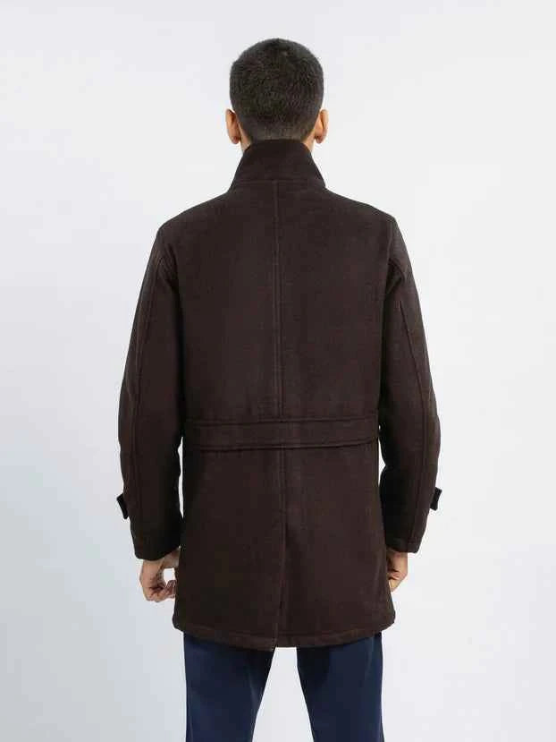 Men's Dark Brown Wool Long Coat