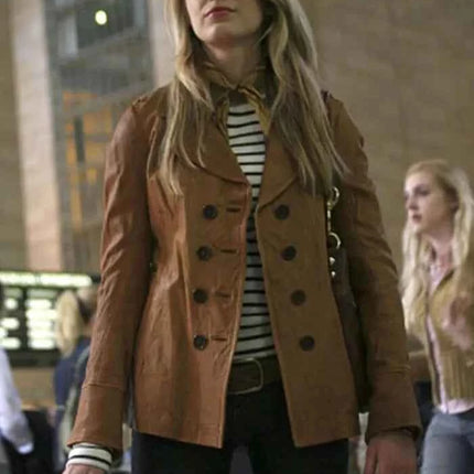 Gossip Girl Serena Van Woodsen Leather Coat