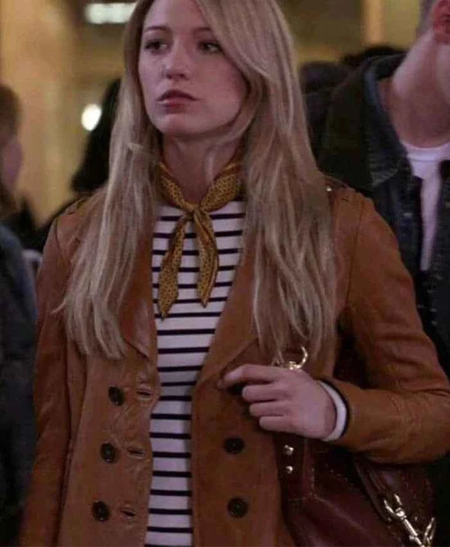 Gossip Girl Serena Van Woodsen Leather Coat
