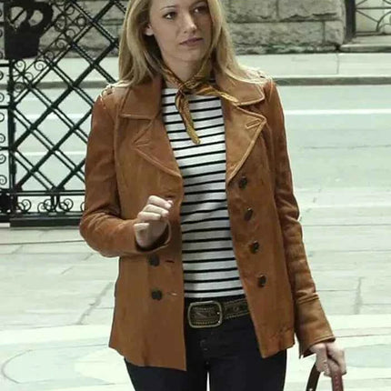 Gossip Girl Serena Van Woodsen Leather Coat