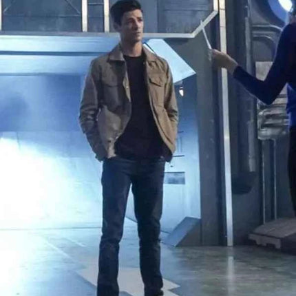The Flash Season 5 Barry Allen Brown Field Jacket