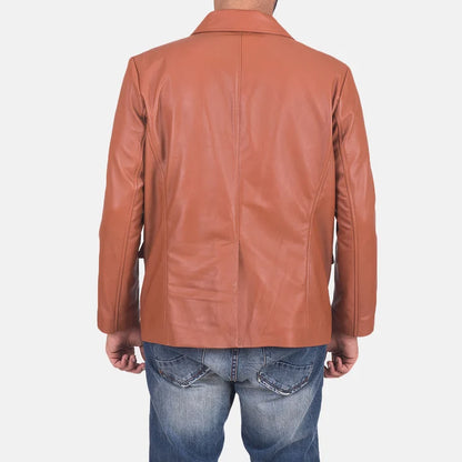 Harlow Tan Brown Leather Blazer