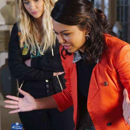 Pretty Little Liars Janel Parrish Orange Cotton Blazer