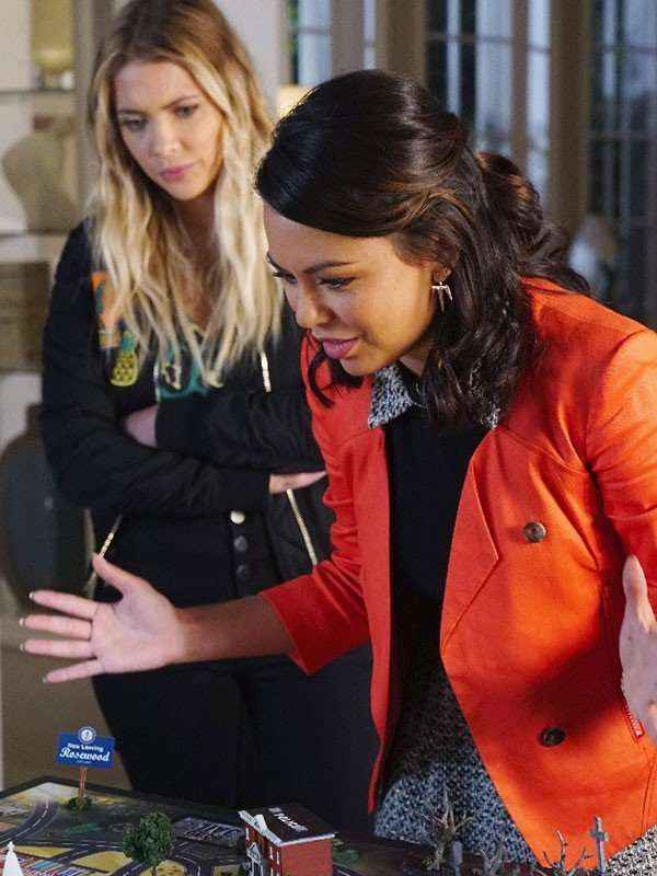 Pretty Little Liars Janel Parrish Orange Cotton Blazer